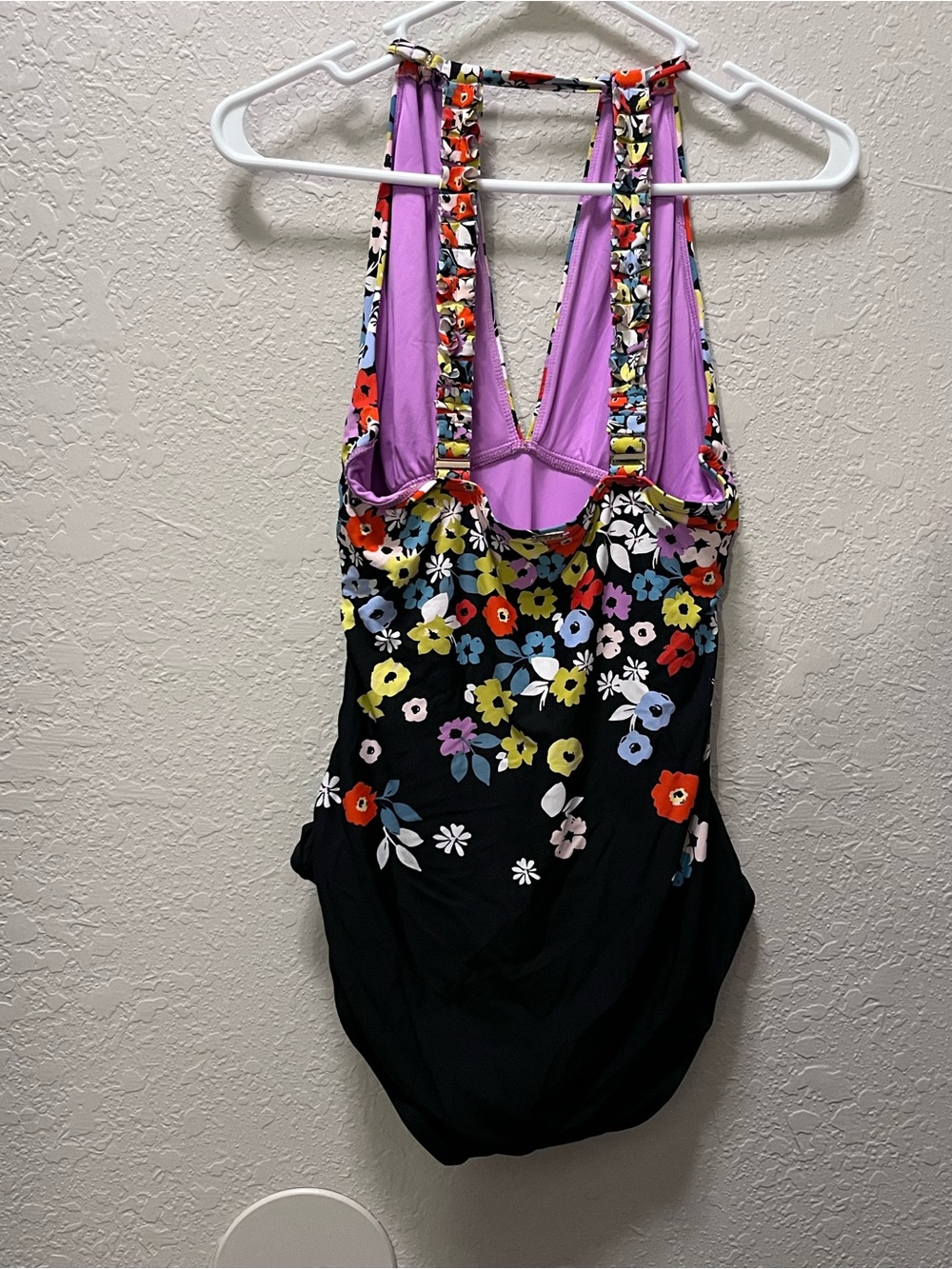 Anne Cole Black Floral One-Piece Swimsuit with Multicolor Flowers - Picture 3 of 5